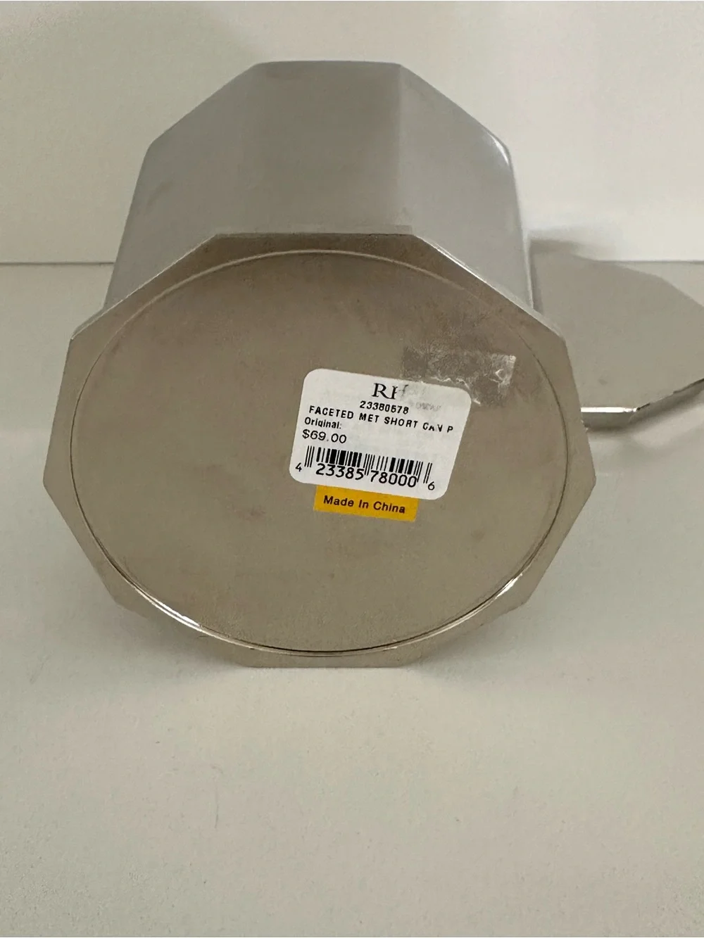 Restoration Hardware Faceted Wide Canister in Polished Nickel